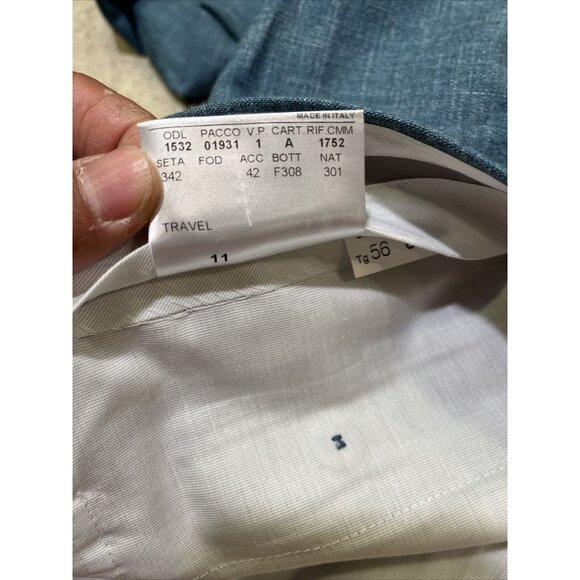 Canali Dress Pants Wool Silk Linen Blend Blue Sz 38 X 26 Made In Italy - Picture 7 of 8